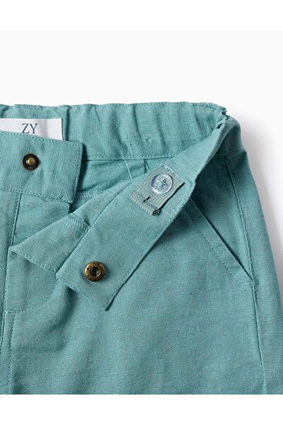Ziddy Cotton and Linen Chino Shorts for Baby Boys, Turquoise