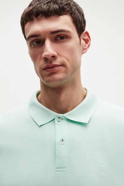 D'S Damat Tricou cu broderie cu guler polo Ds Damat, 100% bumbac, de lungă durată, fără ondulare