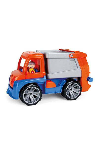 LENA Plastic garbage truck for children with folding dumpster and included Truxx figure, +2 years