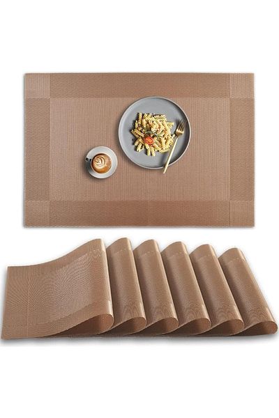 COOYA Placemats Set of 6, Heat Resistant Non-Slip, Washable Durable PVC Vinyl Woven Table Mats