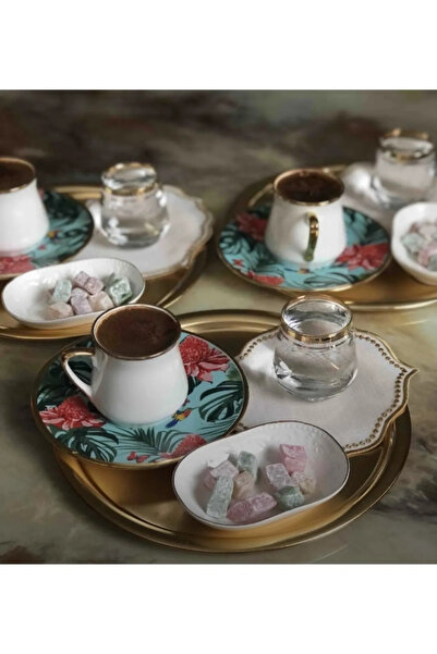 Lejon Home Nom Trend 6'lı Gold Yuvarlak Servis Sunum Tepsisi No:1