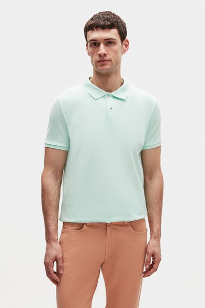 D'S Damat Tricou cu broderie cu guler polo Ds Damat, 100% bumbac, de lungă durată, fără ondulare