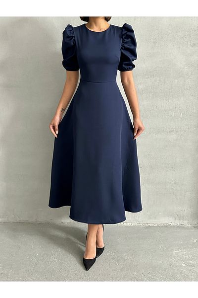 BEJNA Γυναικείο φόρεμα με μανίκια Navy Blue Watermelon