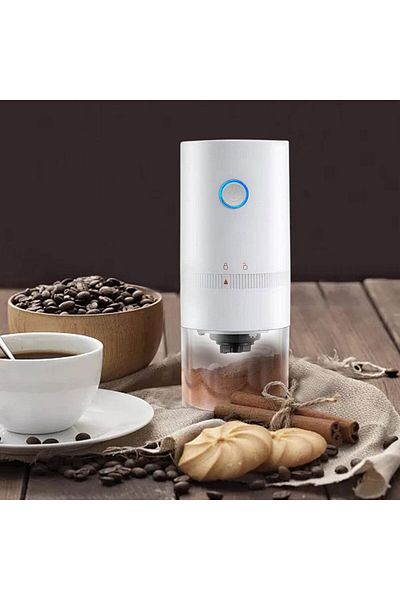 COOYA Electric Coffee Grinder, Portable with Clean Brush, USB Rechargeable,for Home Office,White