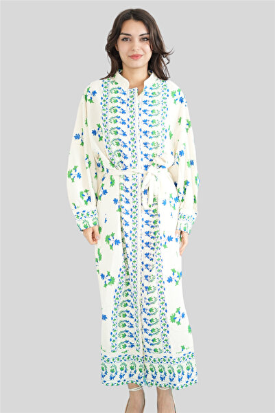 Miss Boheme Mavi Düğme Detaylı Kaftan