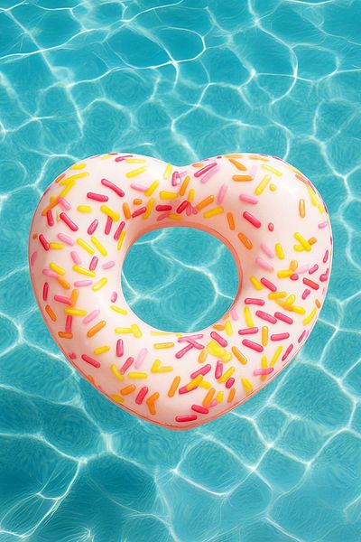 TUENGİ STORE 9+ Years Old Giant Heart Shaped Donut Bagel Realistic Inflatable Sea Pool Adult and Children's Ring