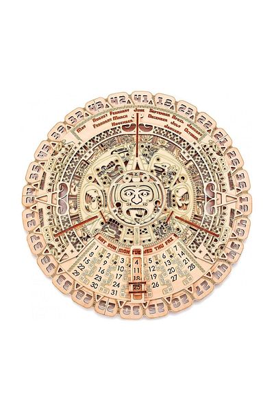 Wood Trick 3D mechanical puzzle, Mayan Calendar, WT, wood, 73 pieces
