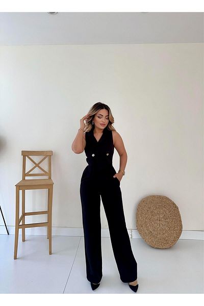 SEDA FİDAN Salopetă cu design dublu negru