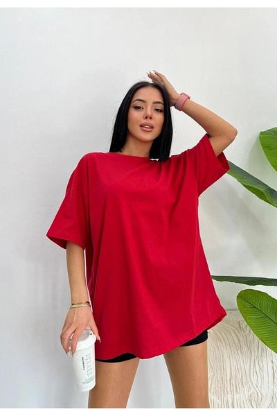 woonkey Women's Oversize Crew Neck New Season T-Shirt