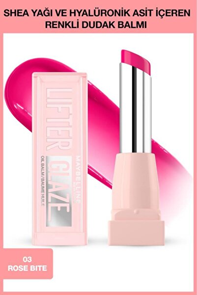 Maybelline New York Lifter Glaze Shea Yağı ve Hyalüronik Asit içeren Renkli Dudak Balmı - 03 Rose Bite