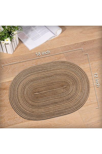COOYA Placemats Set, Oval Braided 12x18 Inch Table Mats, Set of 6, for Dining Tables Natural Place Mats
