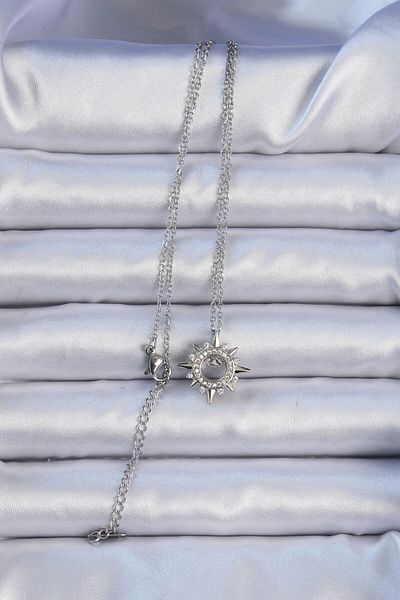 norsary 316L Steel Chain Silver Color Zircon Stone Shining Star Necklace