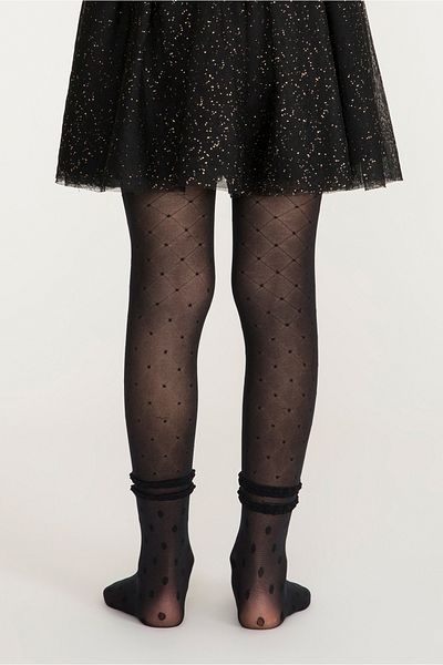 Penti Black Girls Patterned Pantyhose