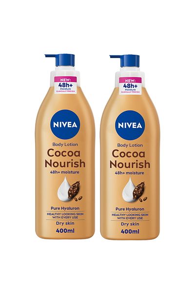 NIVEA Cocoa Butter Body Lotion Vitamin E Dry Skin Value Pack 2 x 400 ml