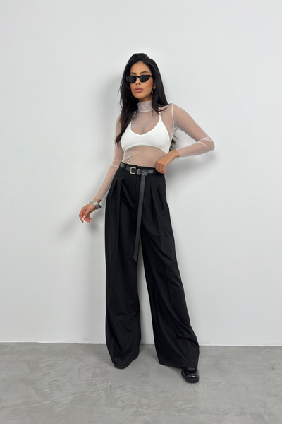 Black Fashion Λευκή μακρυμάνικη μπλούζα από τούλι