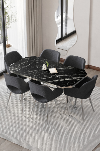 BY ORHAN GÜZEL Mutfak Masa Takımı Yemek Masası Takımı Wega Takım POLİÜRETAN D...