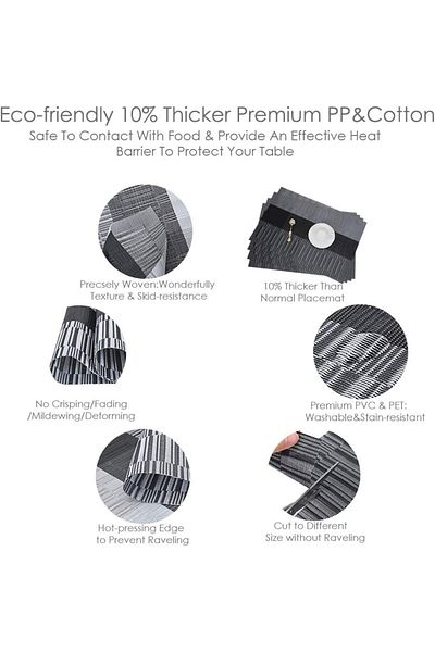 COOYA Placemats Set of 4, Heat Resistant Woven Vinyl Placemats, Washable PVC Non-Slip, Easy Clean