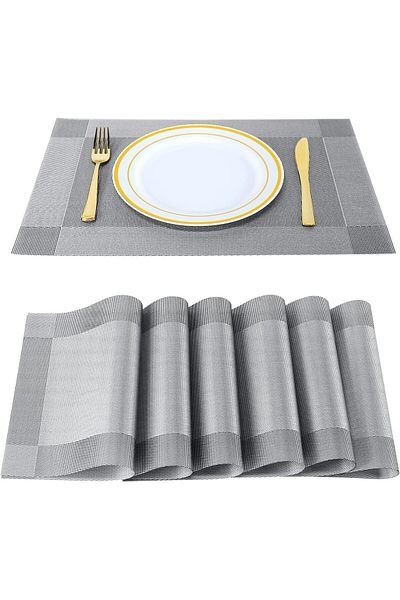 COOYA Placemats Set of 6, Heat Resistant 45*30cm Placemats, Washable Placemats, Non-Slip PVC Table Mats