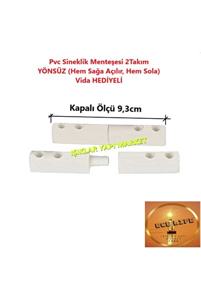 ece life Pvc Pencere Sinekliği Menteşesi -Sineklik Menteşesi -Menteşe -Yönsüz (Pk./Ad.: 2Takım) Vida Hediyeli
