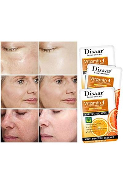 DISAAR Beauty Vitamin C Face Mask 10-Pack Hyaluronic Acid & Anti-Aging Repair Essence