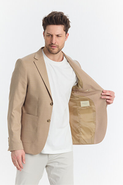 Frappoli Мъжко спортно яке Zenova с половин подплата и джоб, цвят камила, пролетно-лятно