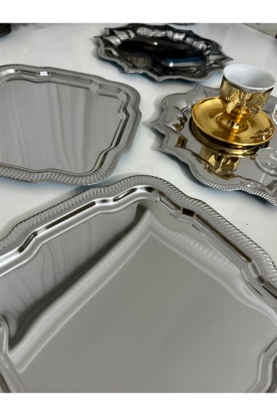 Elzemm store Steel Two Models 2 Pieces Sun Model 2 Pieces Wavy Daisy Model Presentation Tray