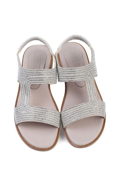 KARVENSHOES Leather Silver Stone Sandals 601