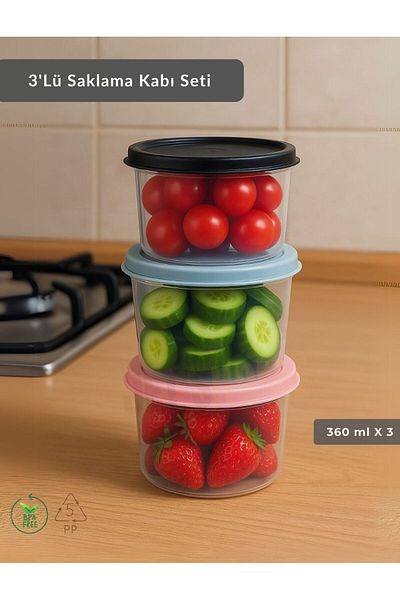 Jet's Home 3-Piece Storage Container Bpa Free Airproof Leakproof Nutrition Container 360 ml
