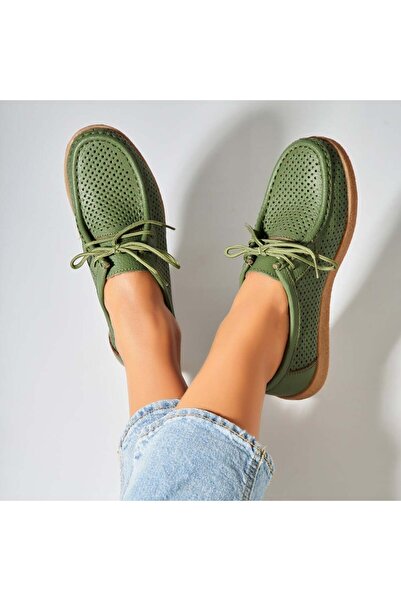 Joana Γυναικεία Μοκασίνια από Φυσικό Δέρμα σε Πράσινο χρώμα Jyana