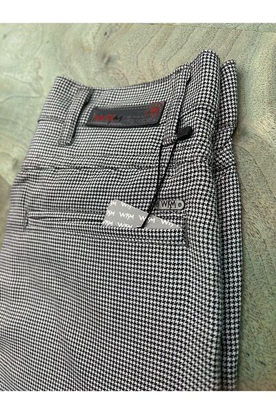 WKM Men's Summer Slim Fit Cut Lycra Ankle Length Plaid Fabric Trousers
