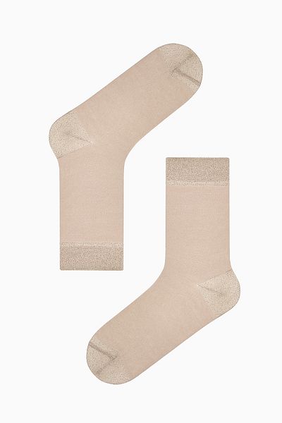 Penti Beige-weiße 2-teilige Socken mit glänzendem Knöchel