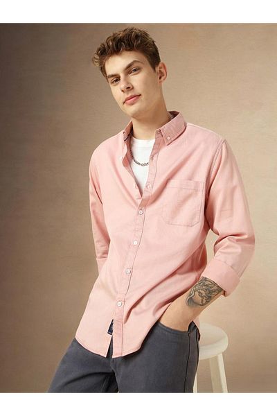 Dennis Lingo By Styli Solid Button-Down Collar Plain Long Sleeve Shirt