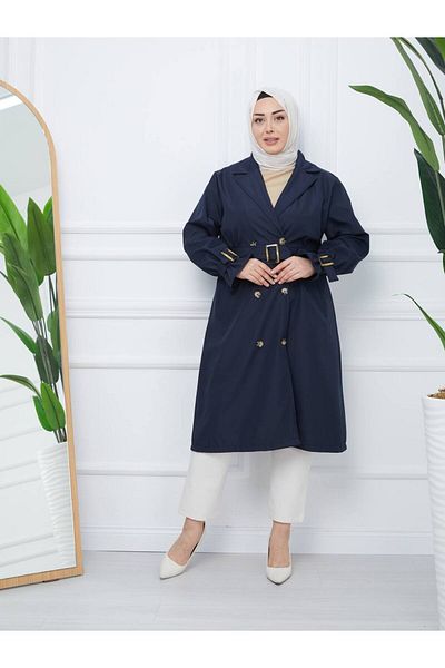 RACE FASHİON Μακρύς διπλός γιακάς Trench Coat - RC3013