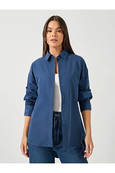 Styli Oversized Spread Collar Longline Shirt