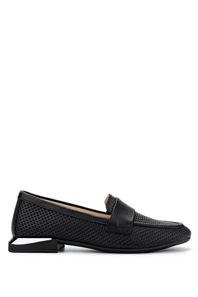Tamer Tanca Women's Genuine Leather Black Loafer Shoes