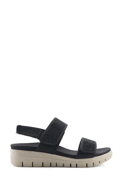 Polaris 166955.Z5Fx Black Women's Flat Sandals
