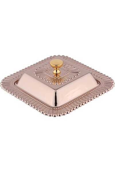 Generic Al Saif Date Serving Bowl, Size: 15.6 cm x 15.6 cm, Color: Gold, Iron