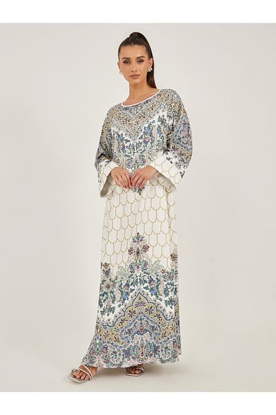 Styli Placement Print Embellished A-Line Jalabiya