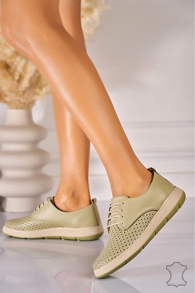 Joana Women's Loafers Natural Leather Green Mazikeen