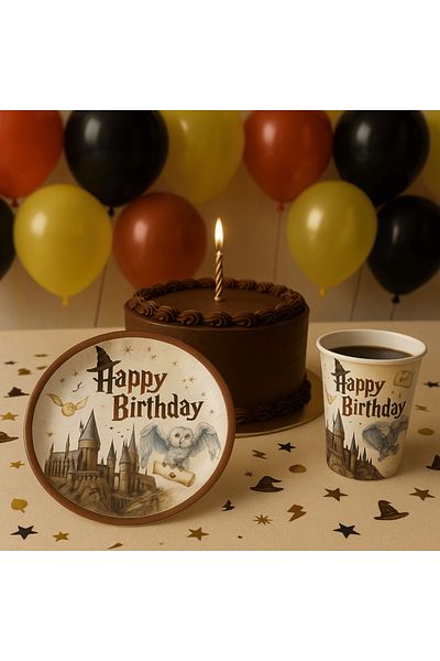 Big Party Harry Potter Themed Cardboard Plate and Cup Set for 8 People