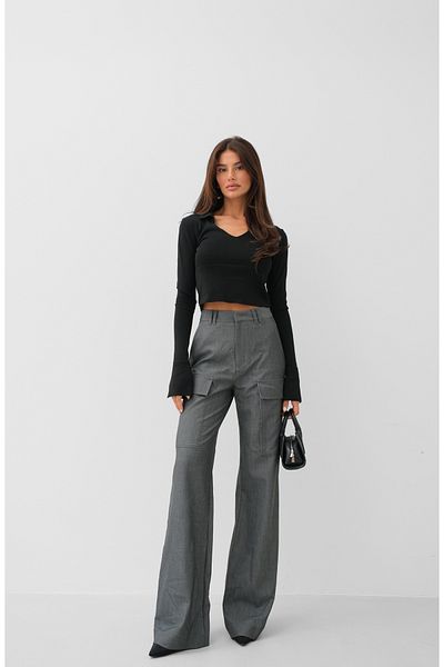 Black Fashion Black V-Neck Corset Knitwear Blouse