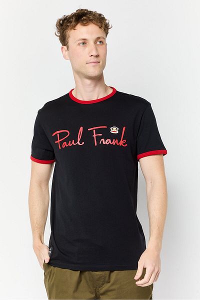 PAUL FRANK Men Crew Neck Short Sleeves Brand Logo T-shirt, Black