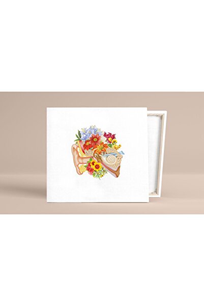 Prof Pictură pe pânză cu flori în ureche, cadou decorativ