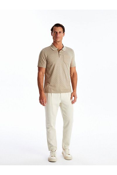 LC Waikiki Polo Neck Short Sleeve Patterned Men's Textured T-Shirt