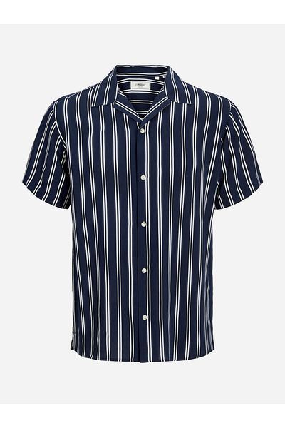 Produkt By Styli Mens Navy Blue Striped Button-Down Shirt