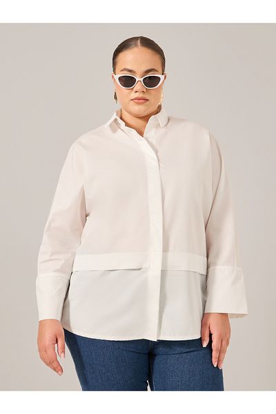 Styli Plus Size Solid Long Sleeves Oversized Shirt