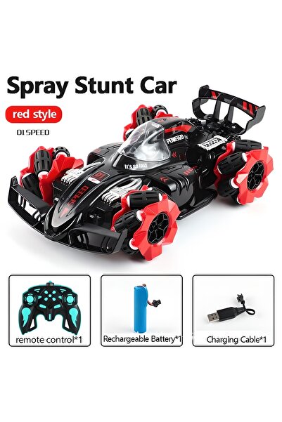 COOYA سيارة تحكم عن بعد، 2.4 جيجا هرتز، دفع رباعي، رذاذ مؤثرات خاصة للانجراف الجانبي، أحمر، 25*14*8 سم