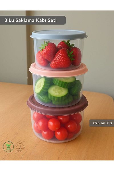 Jet's Home 3-Piece Storage Container Bpa Free Airproof Leakproof Nutrition Container 675 ml