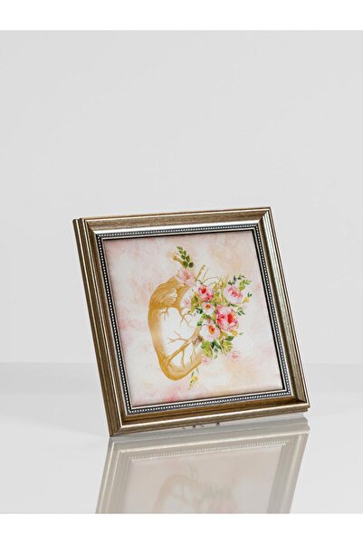 Prof Srce-Cvet Zlatna 100% Svilena Slika Poklon Dekorativna