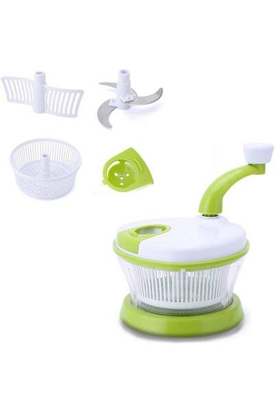 mastergold Manual Vegetable Chopper & Salad Spinner 5-in-1 Hand Food Processor with Whisk, Cutter, and Dryer